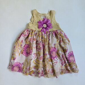 Bitty Buttons 12-18 Month Girls Summer Dress Yellow With Flower Applique